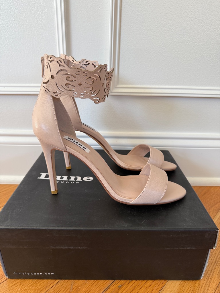 Nib Dune London Blush Pink Scalloped Ankle-Strap Stiletto Sandals